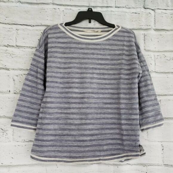 Sundance 3/4 Sleeve Cotton Striped Shirt Womens Petite Small PS - Picture 1 of 7